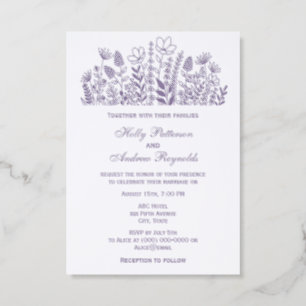 Pretty Wildflowers Flowers Wedding Couple Letterpress Photo Cards