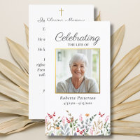 Pretty Wildflowers Funeral Memorial Prayer Card