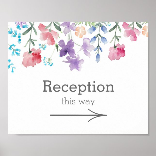 Pretty Wildflowers | Garden Wedding Reception Sign (Front)