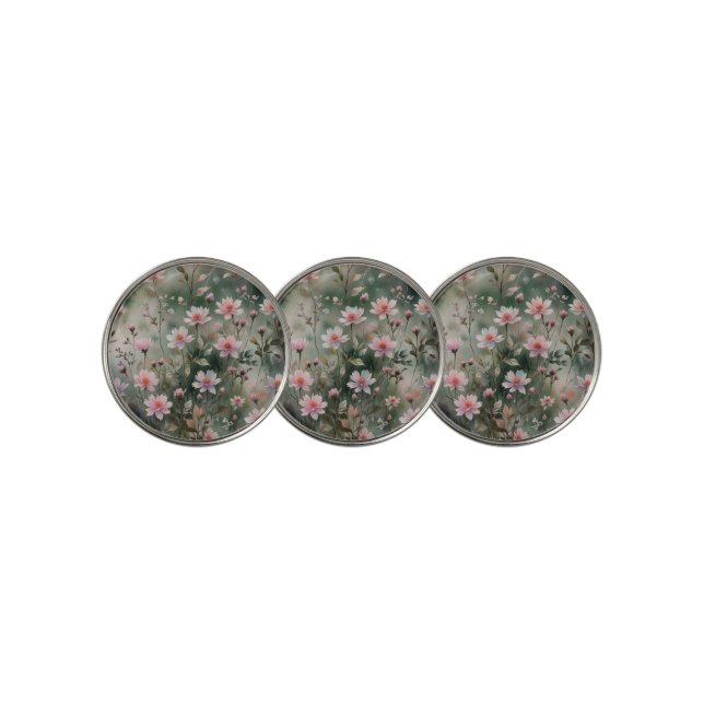 Pretty Wildflowers Golf Ball Marker (3 Up)