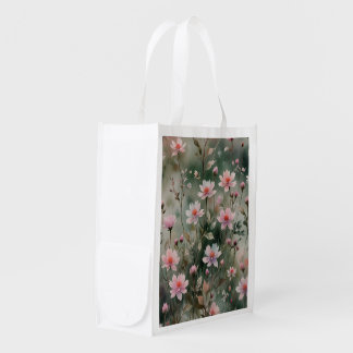 Pretty Wildflowers Grocery Bag