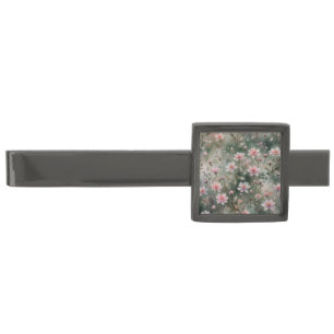 Pretty Wildflowers Gunmetal Finish Tie Bar