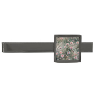 Pretty Wildflowers Gunmetal Finish Tie Bar
