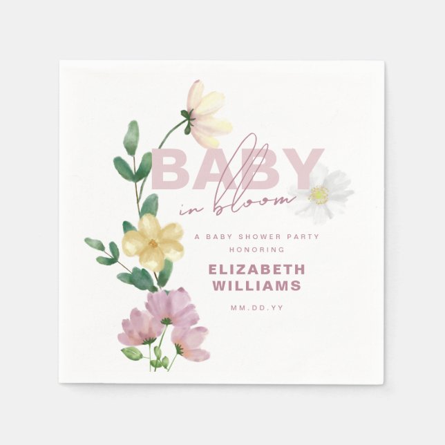 Pretty Wildflowers in Bloom Baby Shower Napkins (Front)