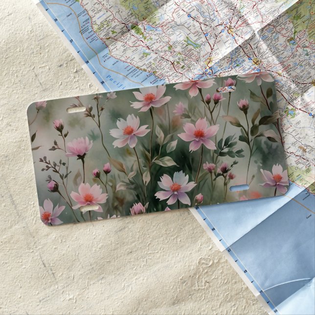 Pretty Wildflowers License Plate (In Situ)