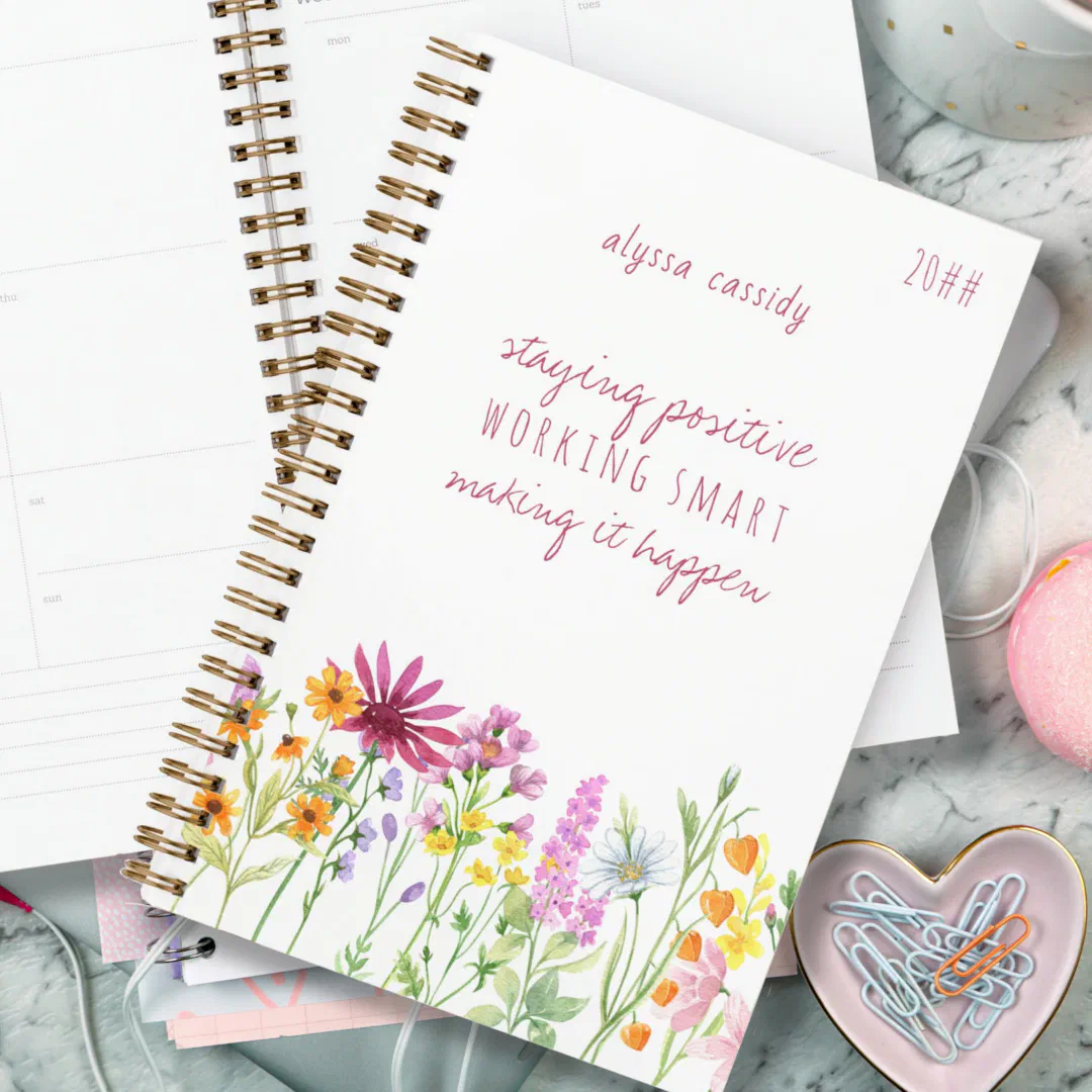 Pretty Wildflowers Positivity Quote Personalized Planner