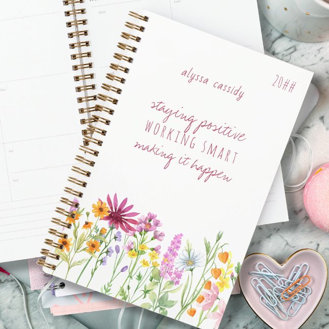 Pretty Wildflowers Positivity Quote Personalized Planner (Creator Uploaded)