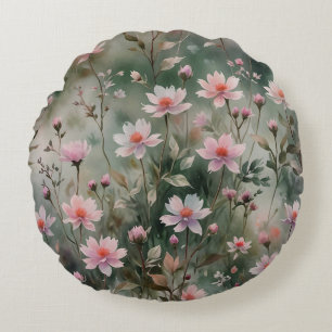 Pretty Wildflowers Round Pillow