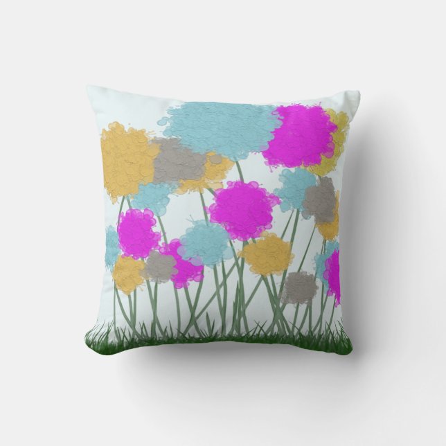 Pretty Wildflowers Throw Pillow (Front)