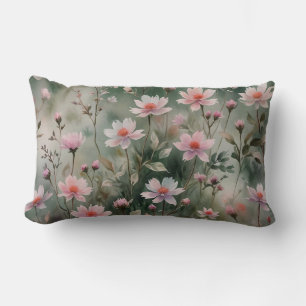 Pretty Wildflowers With Solid Back  Lumbar Pillow