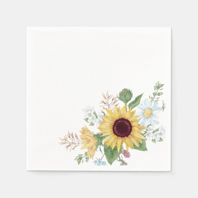 Pretty Wildflowers with Sunflower and Daisy  Napkins (Front)