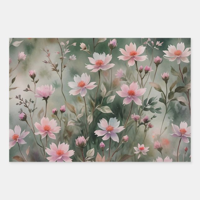 Pretty Wildflowers Wrapping Paper Sheets (Front)