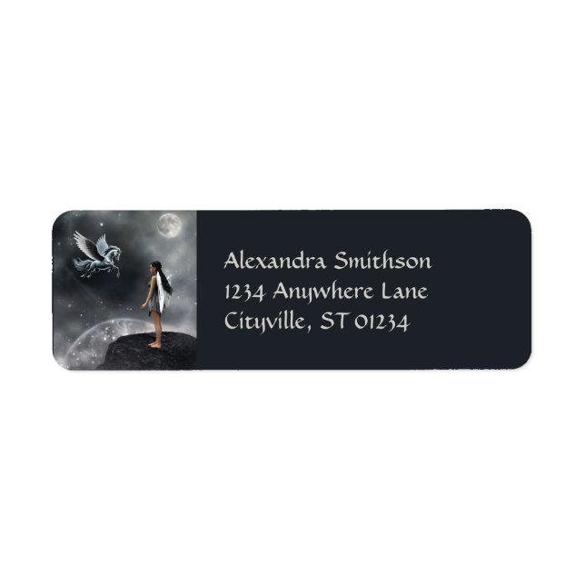 Pretty Winged Fairy and Flying Horse Label (Front)