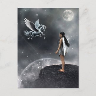 Pretty Winged Fairy and Flying Horse