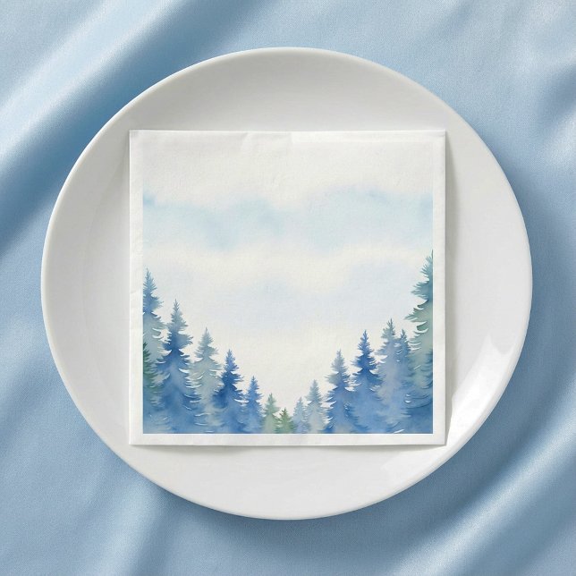 Pretty winter blue pine trees wedding napkin (Pretty winter blue pine trees wedding napkin.)