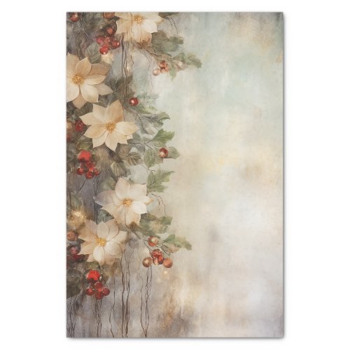 Pretty Winter Flowers and Berries Christmas Tissue Paper