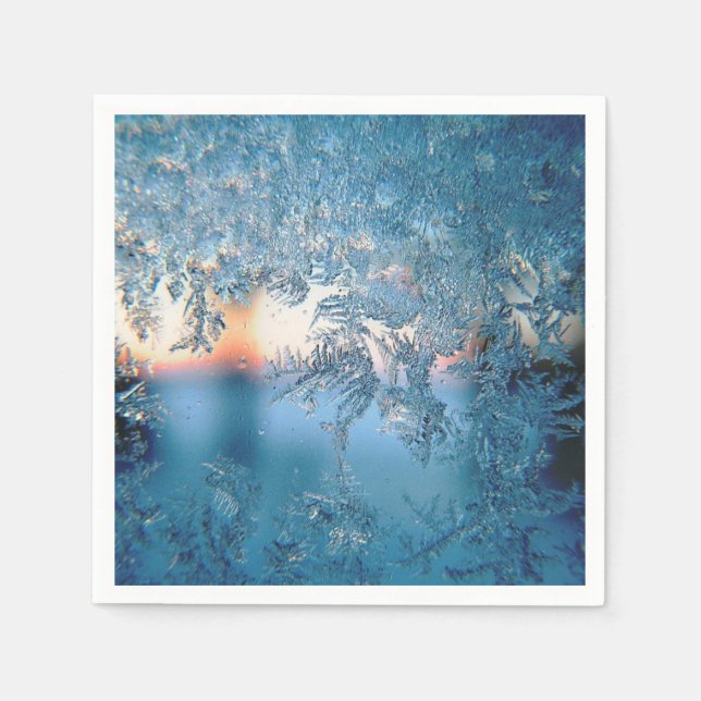 Pretty Winter Frosted Glass Photo Napkins (Front)