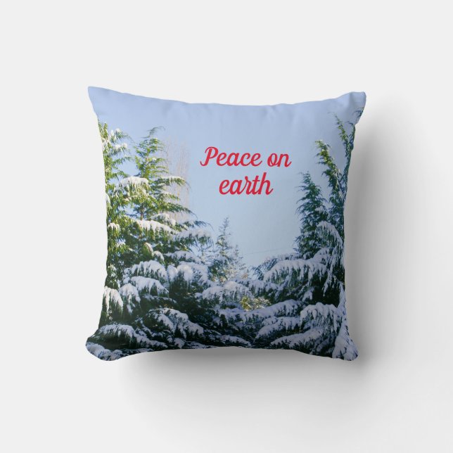 Pretty Winter Holiday Customizable Throw Pillow (Front)