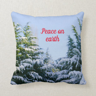 Pretty Winter Holiday Customizable Throw Pillow