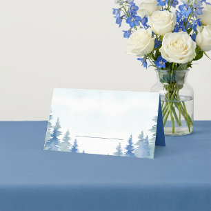 Pretty winter pine trees wedding place card