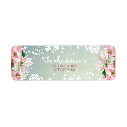 Pretty Winter Poinsettia Address Labels