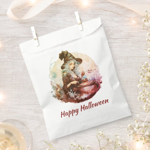 Pretty Witch and Cauldron Happy Halloween Favor Bag