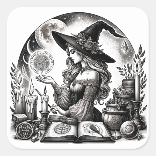 Pretty Witch Apothecary Magical Spells Square Sticker