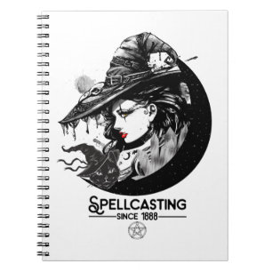 Pretty Witch & Black Cat Wiccan Wicca Spellcasting Notebook