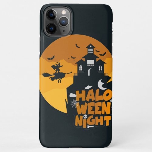 Pretty Witch Flying Broom against Full moon   iPhone 11Pro Max Case