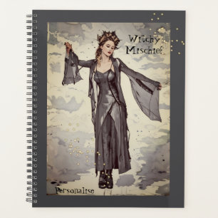 Pretty Witchy Mischief Fun Quote Gray Journal  Planner