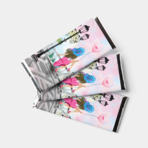 Pretty Woman and Pink Heart Balloon - I Love Paris Hershey Bar Favors