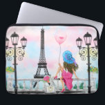 Pretty Woman and Pink Heart Balloon - I Love Paris Laptop Sleeve<br><div class="desc">Pretty Woman and Pink Heart Balloon - I Love Paris - Eiffel Tower Romantic Drawing - Choose / Add Your Unique Text / Font / Color - Make Your Special Gift - Resize and move or remove and add elements - Image / text with customization tool ! - Drawing and...</div>