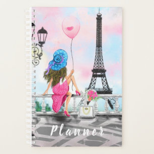 Pretty Woman and Pink Heart Balloon - I Love Paris Planner