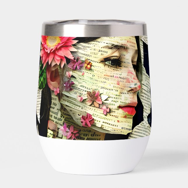 Pretty Woman Art Collage   Thermal Wine Tumbler (Back)