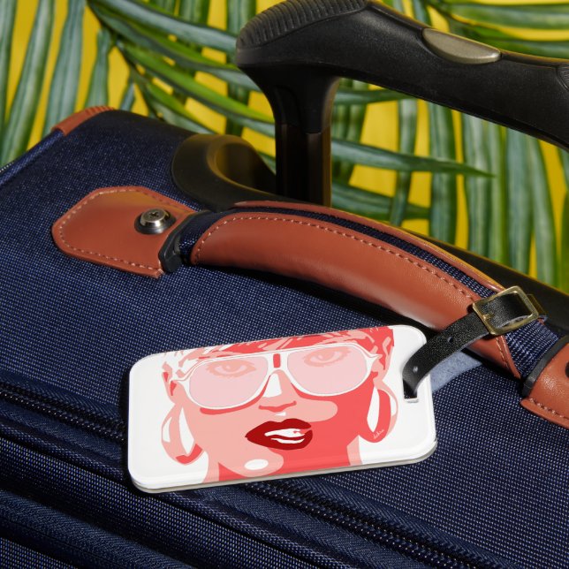 Pretty Woman Biting Lips Pop Art Luggage Tag (Front Insitu 3)