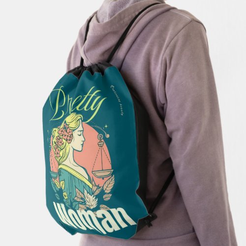 Pretty Woman – Captivating Beauty Illustration Drawstring Bag