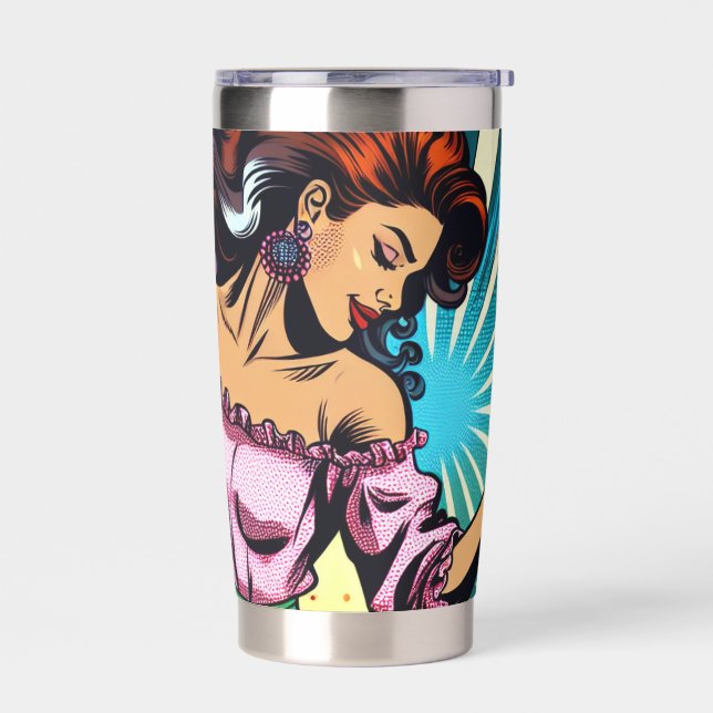 Pretty Woman Dancing Salsa Pop Art Insulated Tumbler (Left)