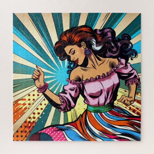 Pretty Woman Dancing Salsa Pop Art Jigsaw Puzzle