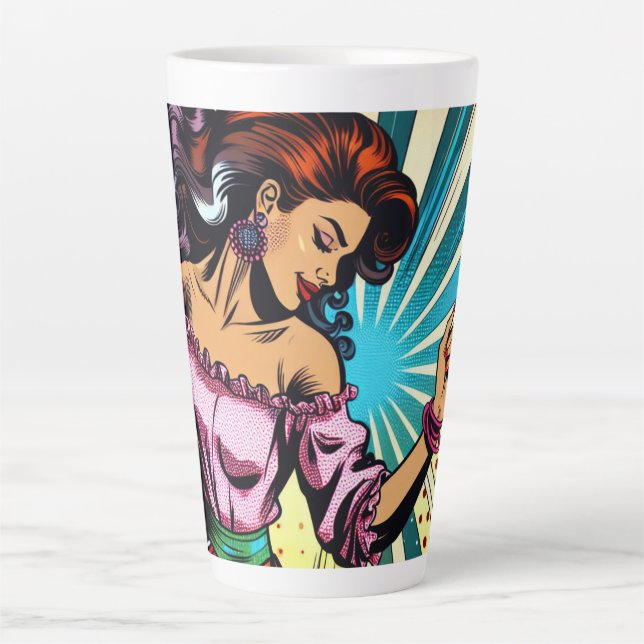 Pretty Woman Dancing Salsa Pop Art Latte Mug (Front)