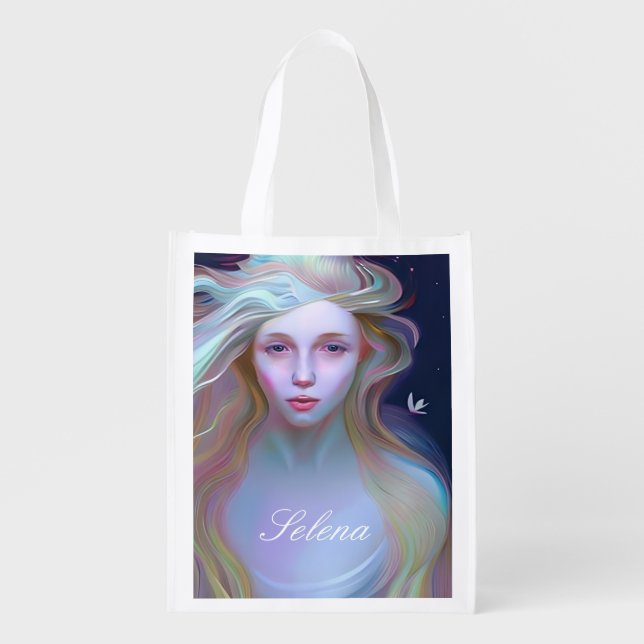 Pretty Woman Fantasy Ai Art  Grocery Bag (Front)