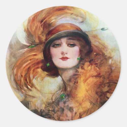 Pretty Woman Flapper Fashion 1920s Classic Round Sticker