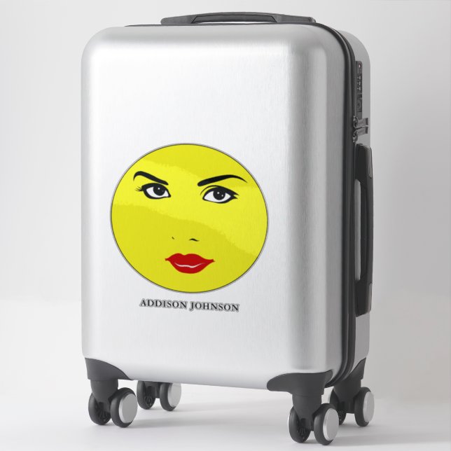 Pretty Woman Glamourous Chic Yellow Smile Name 14" Sticker (Suitcase)
