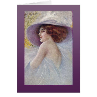 Pretty Woman in a Large Hat Cards and Postcards