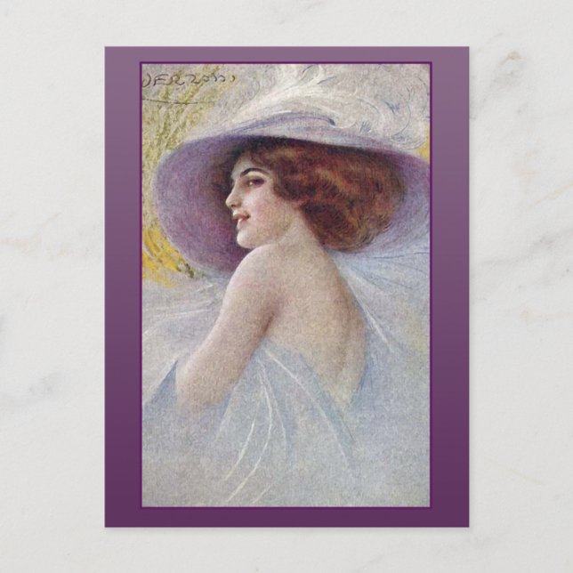 Pretty Woman in a Large Hat Cards and Postcards (Front)