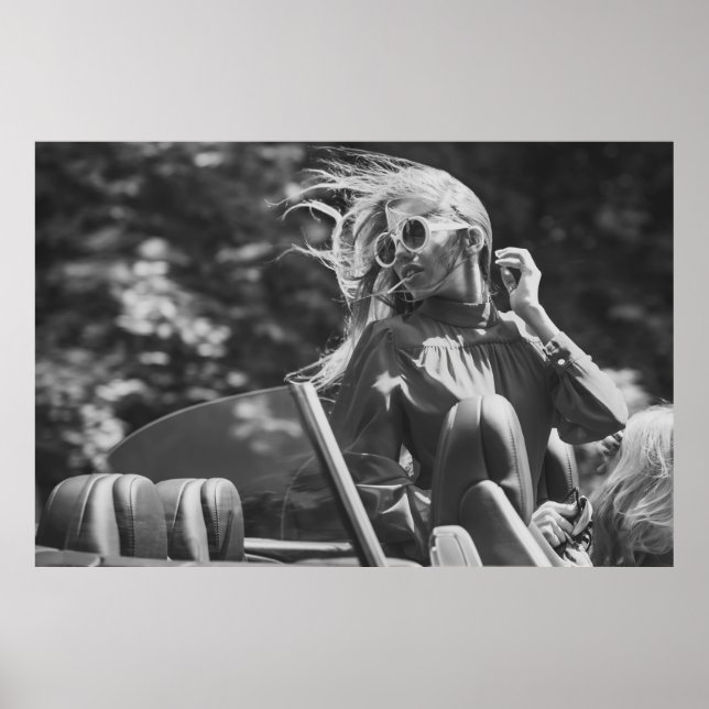 Pretty woman in convertible car poster (Front)