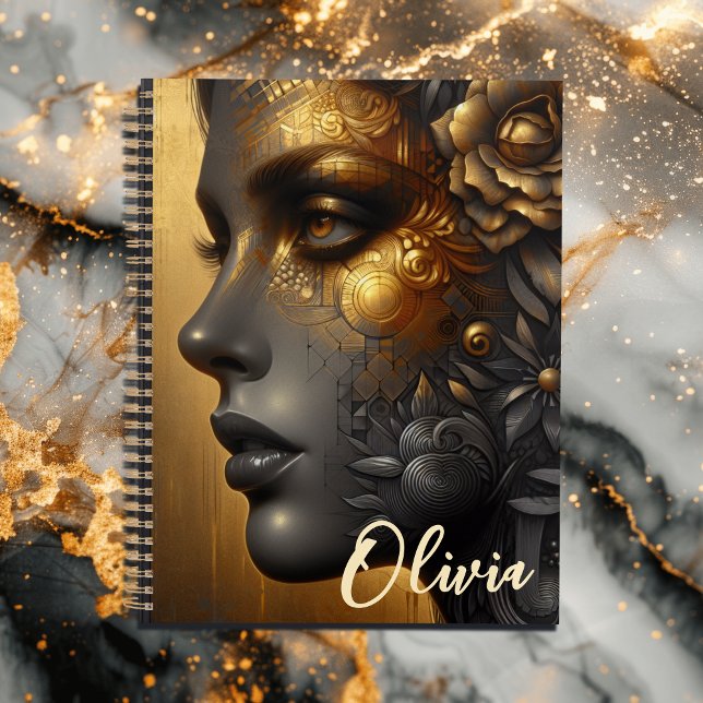 Pretty Woman in Gold Ethereal Personalized Planner (Creator Uploaded)