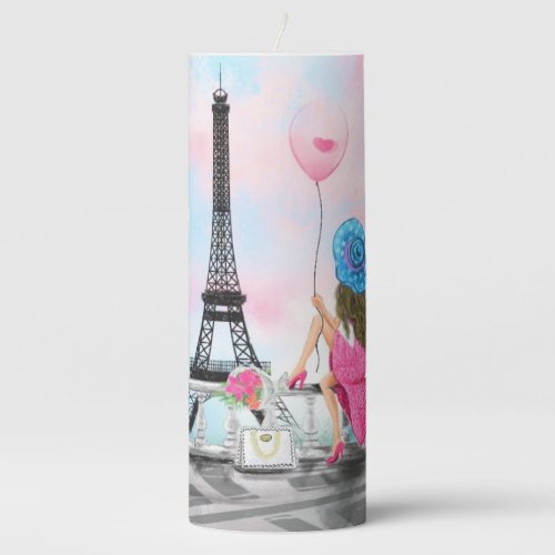 Pretty Woman in Paris Candle with Eiffel Tower