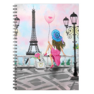 Pretty Woman In Paris Notebook with Eiffel Tower