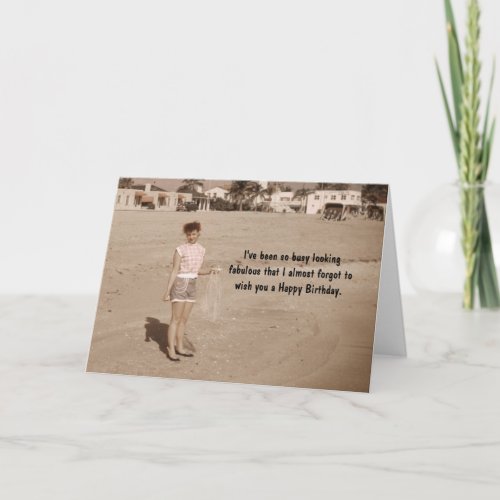 Pretty Woman on the Beach Birthday Humor Card