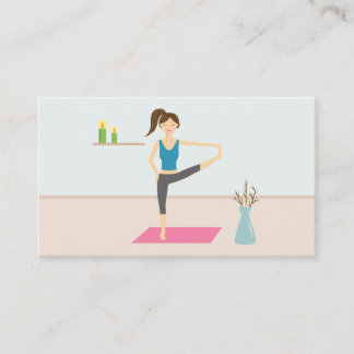 Pretty Woman Practising Yoga In A Stylish Room Business Card